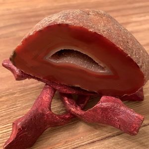 Brown agate geode with display stand